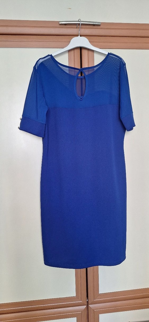 Kadın Mavi Midi Drapeli Elbise - Görsel 3