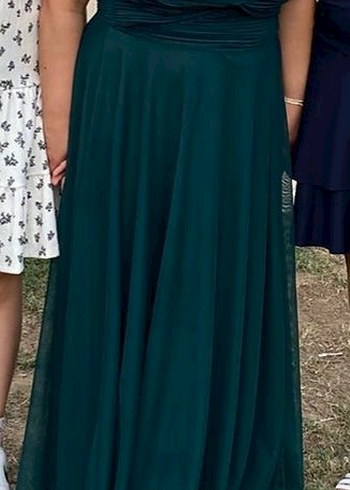 Klasik Turkuaz Uzun Abiye Elbise - Görsel 2