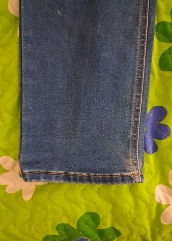 Düğmeli Mavi Kot Pantolon - Görsel 5