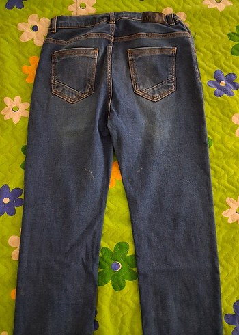 Düğmeli Mavi Kot Pantolon - Görsel 4