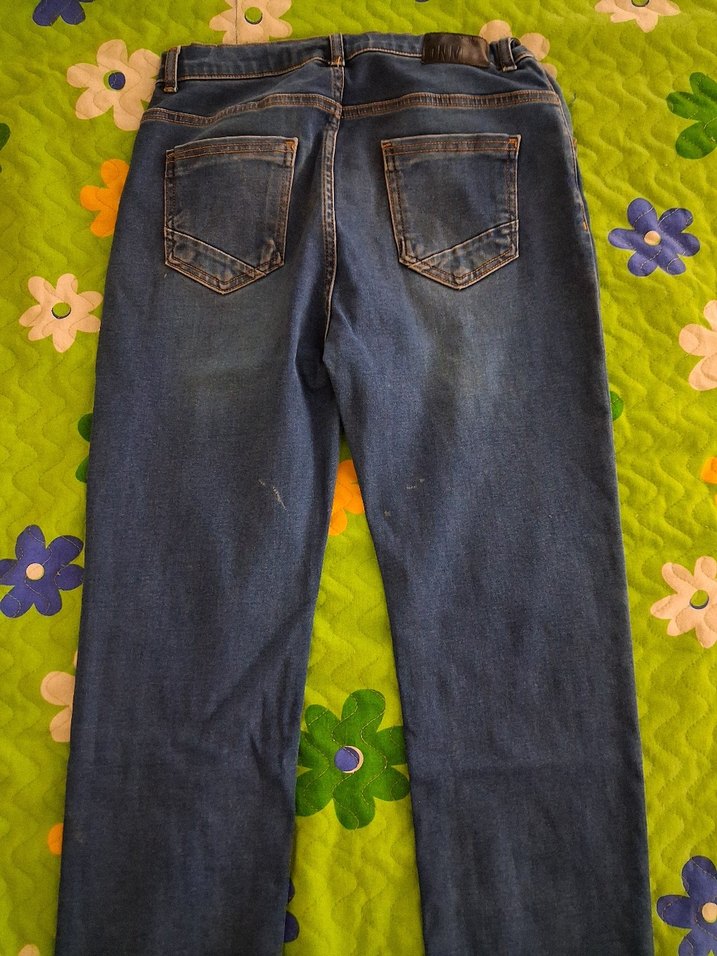 Düğmeli Mavi Kot Pantolon - Görsel 4