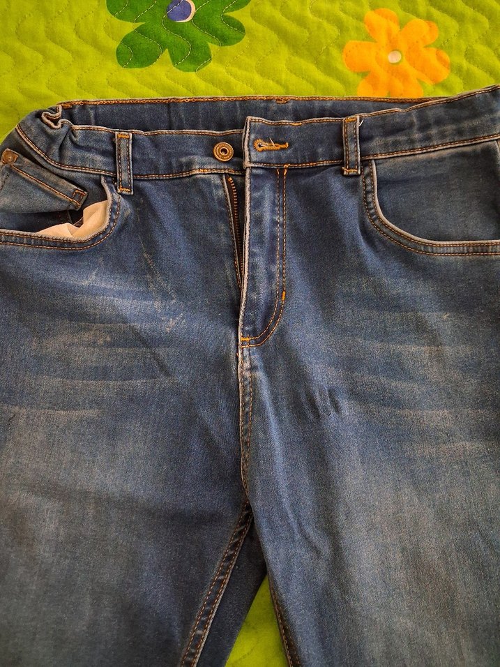 Düğmeli Mavi Kot Pantolon - Görsel 3