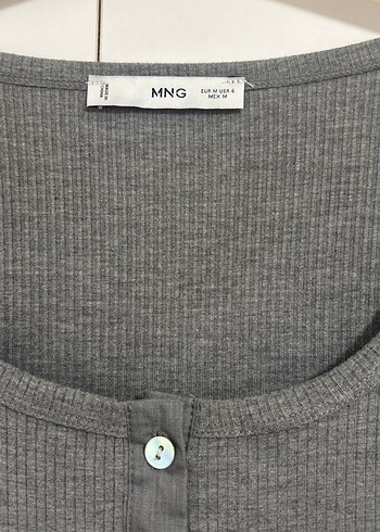 Düğmeli Gri penye Midi Elbise - Görsel 2