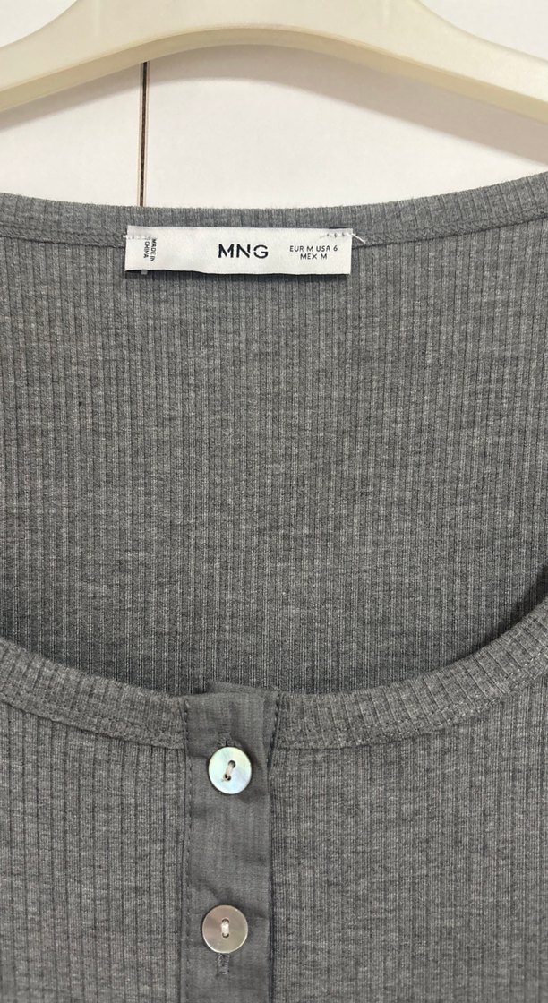 Düğmeli Gri penye Midi Elbise - Görsel 2