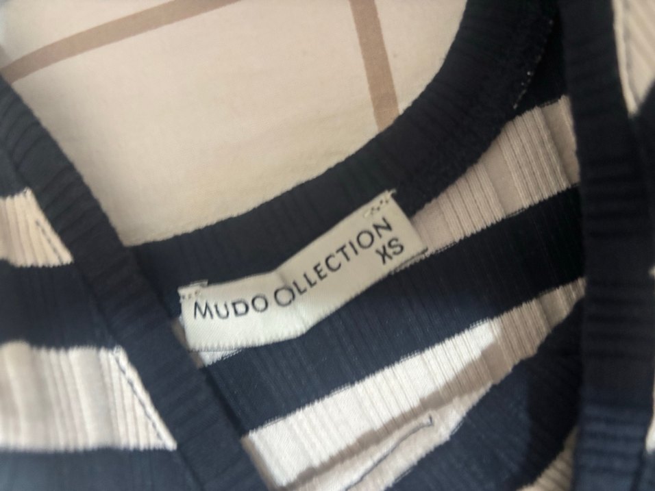 Çizgili penye kumaş elbise - Görsel 2