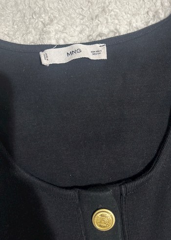 Siyah Düğmeli Kadın Crop Atlet - Görsel 2