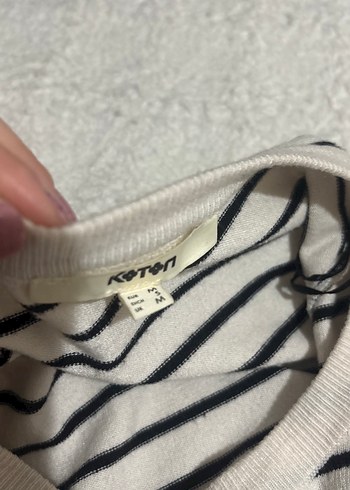 Kadın Beyaz Çizgili Örgü Triko - Görsel 2