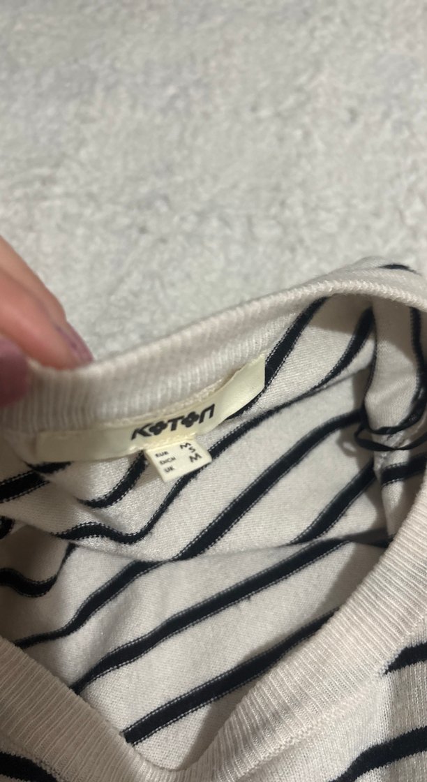 Kadın Beyaz Çizgili Örgü Triko - Görsel 2