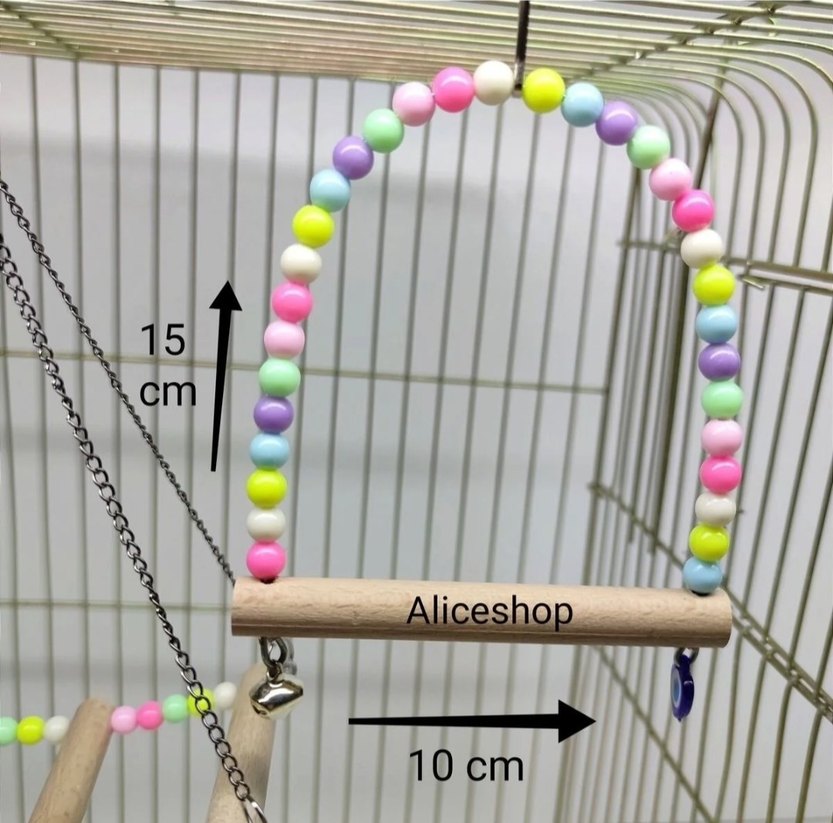 Pastel Renkli Ahşap Kuş Salıncak Üçlü Set - Görsel 3