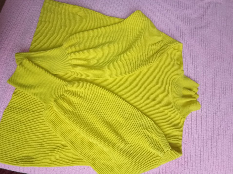 Kadın Sarı Pilili Uzun Kollu Triko - Görsel 2