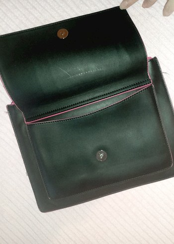 Fermuarlı Pembe Deri Kadın El Çantası - Görsel 2