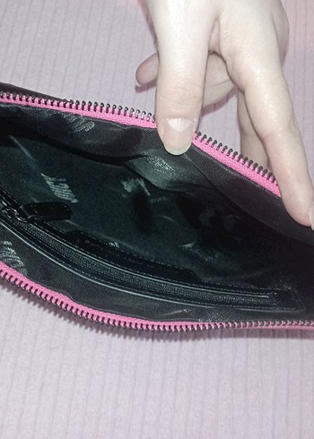 Fermuarlı Pembe Deri Kadın El Çantası - Görsel 3