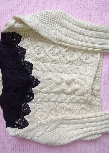 Dantel Detaylı Örgü Kadın Şal - Görsel 2