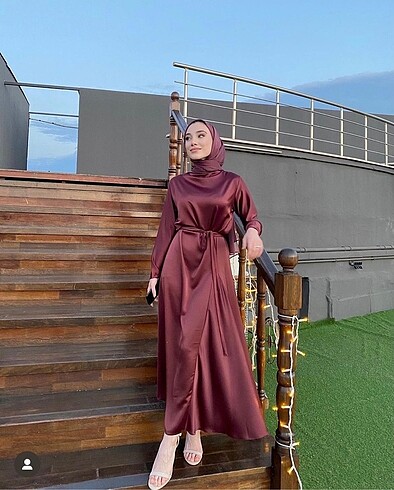 Saten bordo abiye
