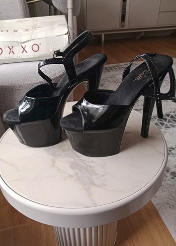 39 Beden Siyah Platform Topuklu #PLEASER #POLEDANS Kadın Ayakkabısı