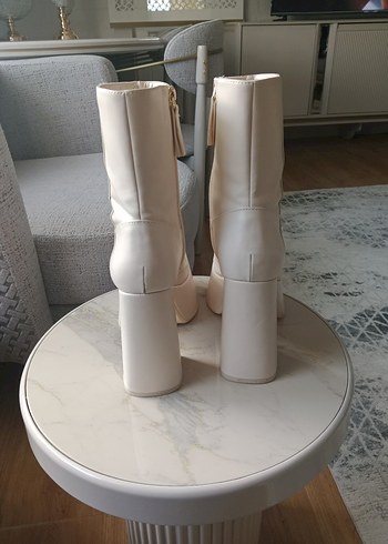 39 Beden ten rengi Renk Beyaz Platform Topuklu Seramik Kadın Bot