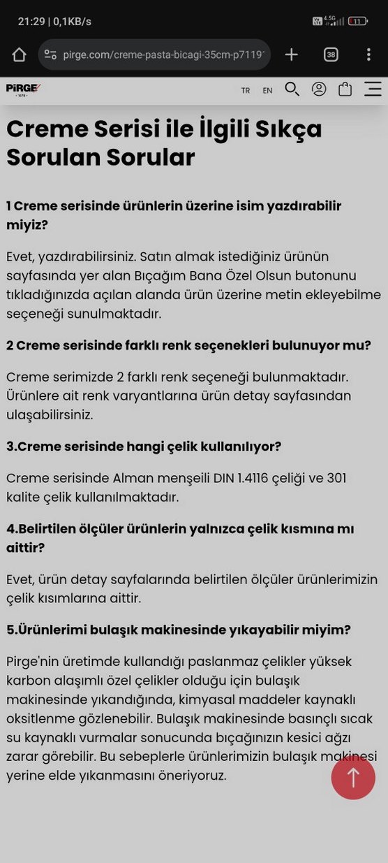 35 cm Creme Pasta Bıçağı Siyah Saplı Pirge - Görsel 3