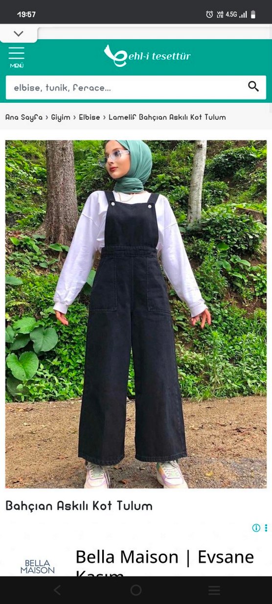 Siyah Pamuklu Salaş Tulum - Görsel 2