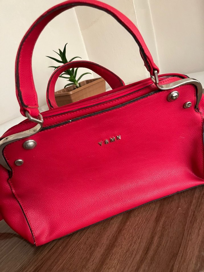 YSMN marka Kırmızı Deri Kadın El Çantası orjinal üründür - Görsel 3