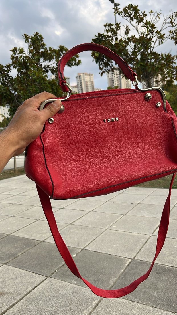 YSMN marka Kırmızı Deri Kadın El Çantası orjinal üründür - Görsel 2