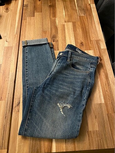 28 Beden Gap 1969 indigo düz paça yırtık jeans/ kot beden:28 r