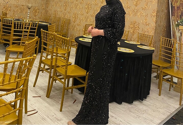 Zara Siyah şık tesettür abiye elbise