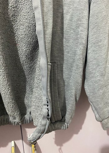 s Beden Gri Fermuarlı Kadın Sweatshirt