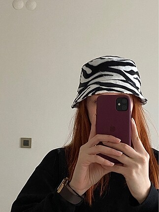 Zebra desen kışlık kova şapka bucket hat