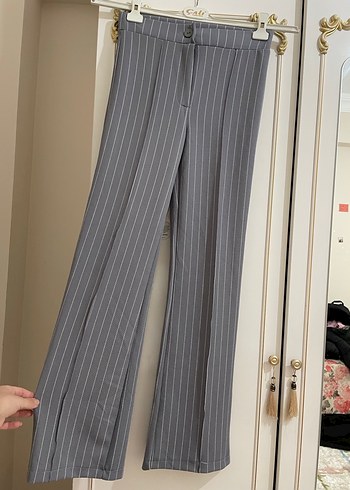 Gri Midi Kadın Kumaş Pantolon - Görsel 2