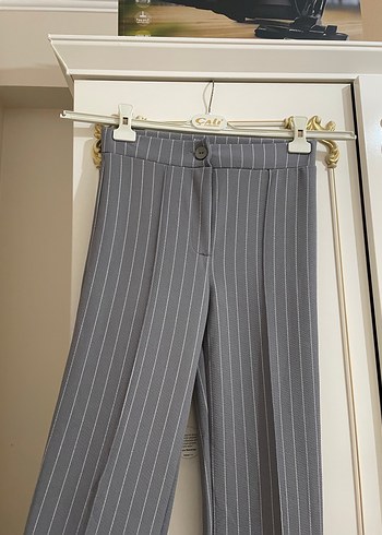 Gri Midi Kadın Kumaş Pantolon - Görsel 4