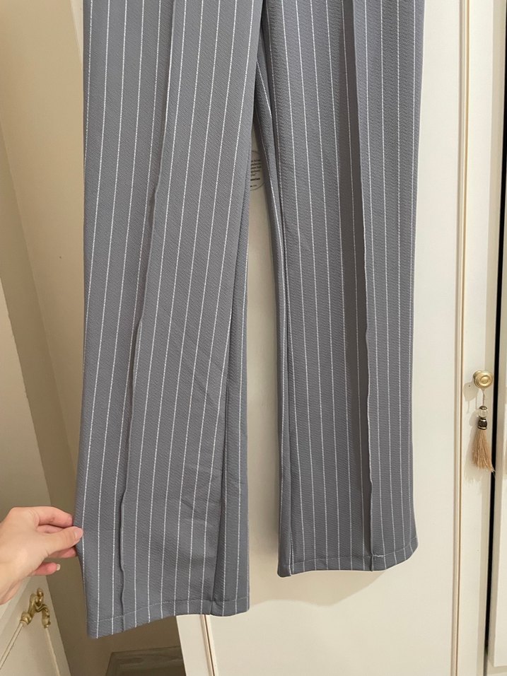 Gri Midi Kadın Kumaş Pantolon - Görsel 5