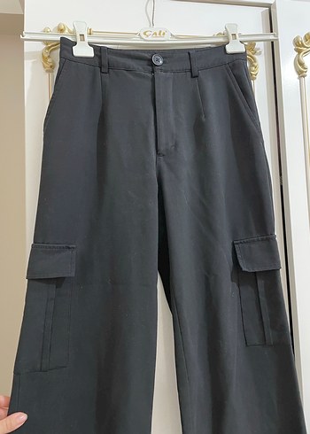 Kadın Siyah Kemer Detaylı Kumaş Pantolon - Görsel 3