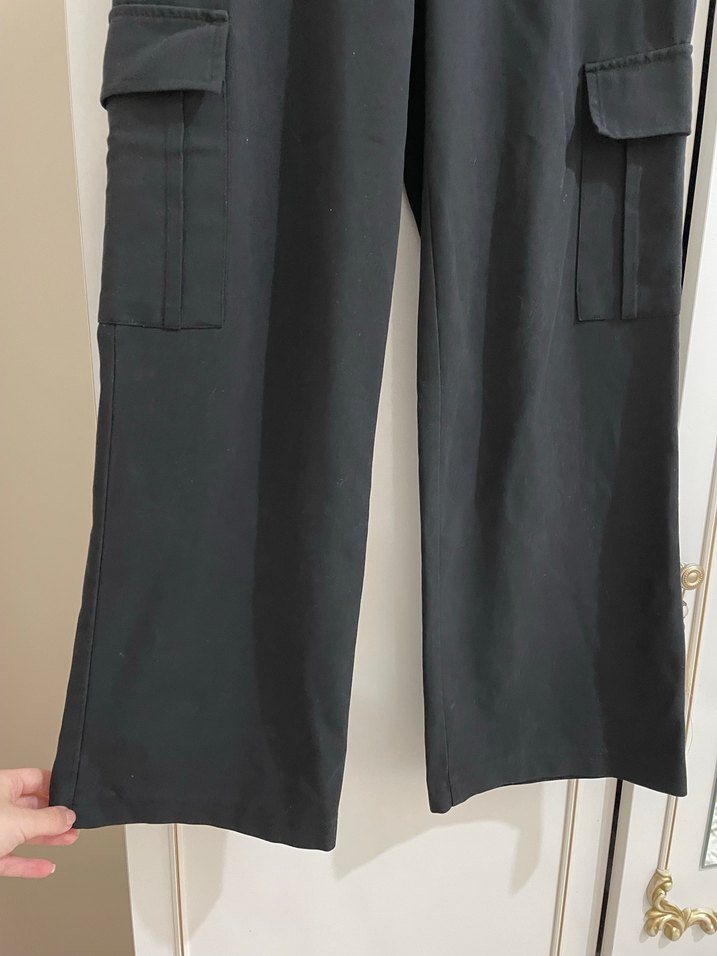 Kadın Siyah Kemer Detaylı Kumaş Pantolon - Görsel 4