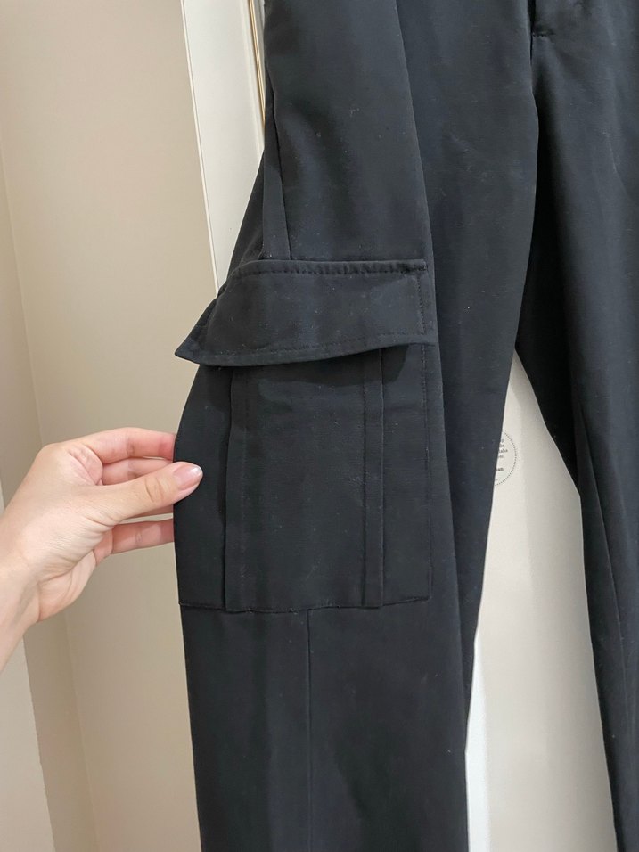 Kadın Siyah Kemer Detaylı Kumaş Pantolon - Görsel 5