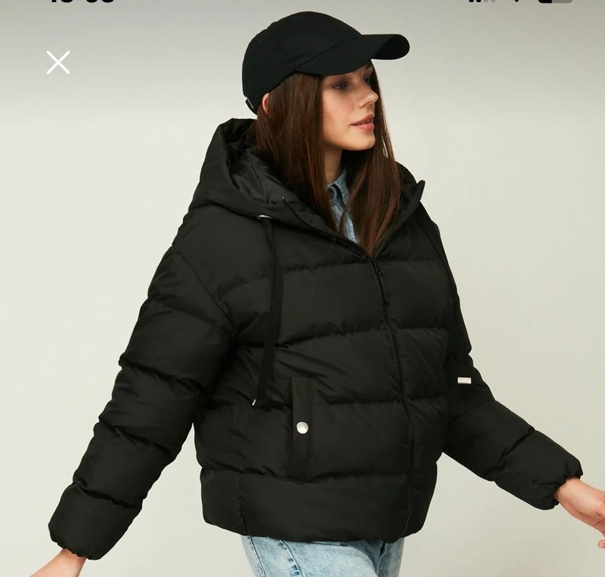 Siyah Kapüşonlu Kadın Kışlık Mont - Görsel 2