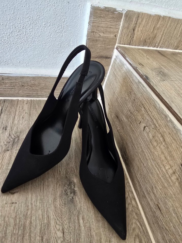 Siyah Minimalist Stiletto Topuklu Kadın Ayakkabı - Görsel 4