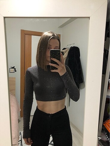 Pull and bear simli crop bluz