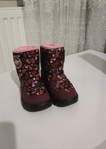 Renkli Baskılı kız çocuk Botu - Cırt Cırtlı, Mor - Görsel 3