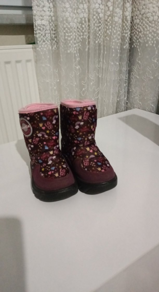 Renkli Baskılı kız çocuk Botu - Cırt Cırtlı, Mor - Görsel 3