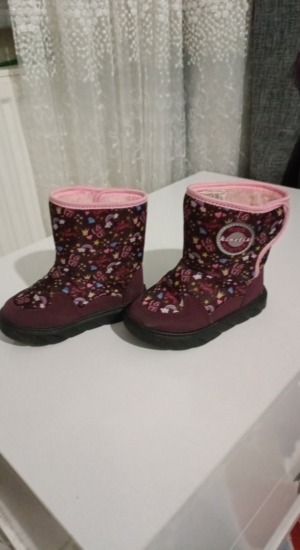 Renkli Baskılı kız çocuk Botu - Cırt Cırtlı, Mor - Görsel 2