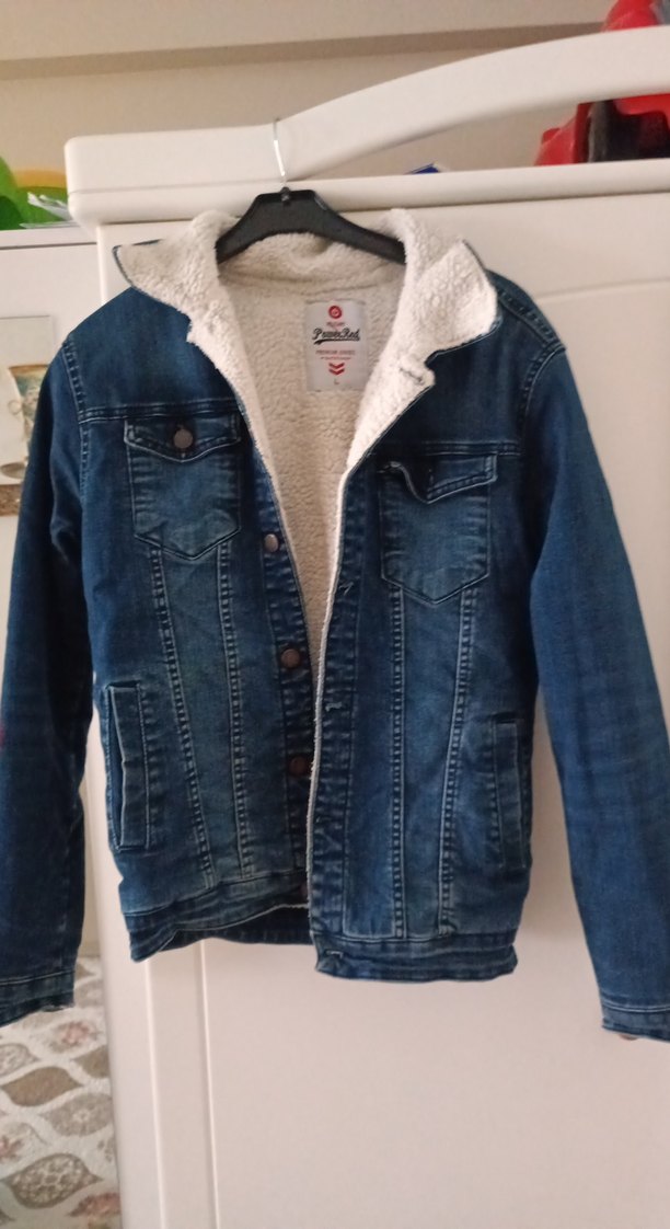 Düğmeli Uzun Kollu erkek Kot Ceket - Görsel 2