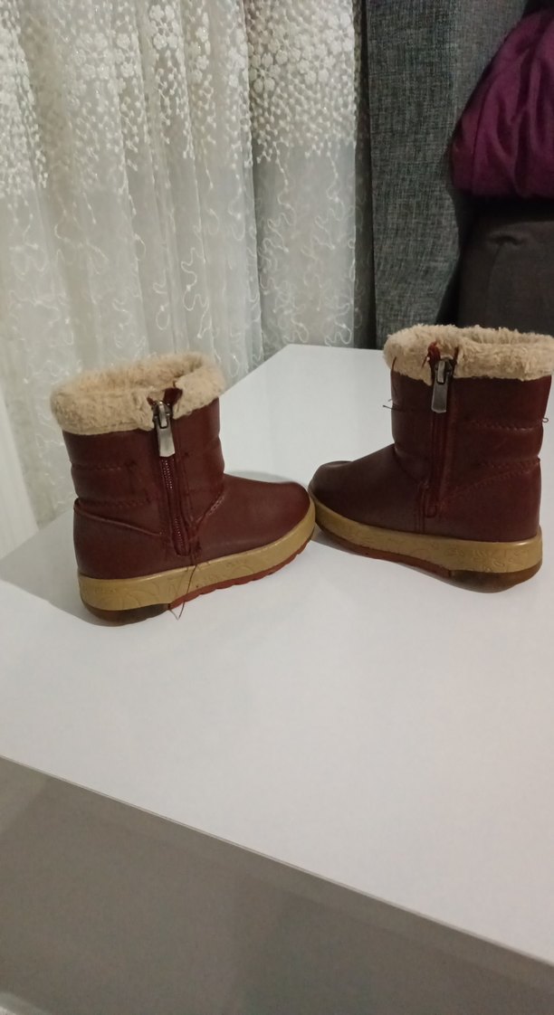 Kız Çocuk Kahverengi Kürklü Deri Bot - Görsel 3