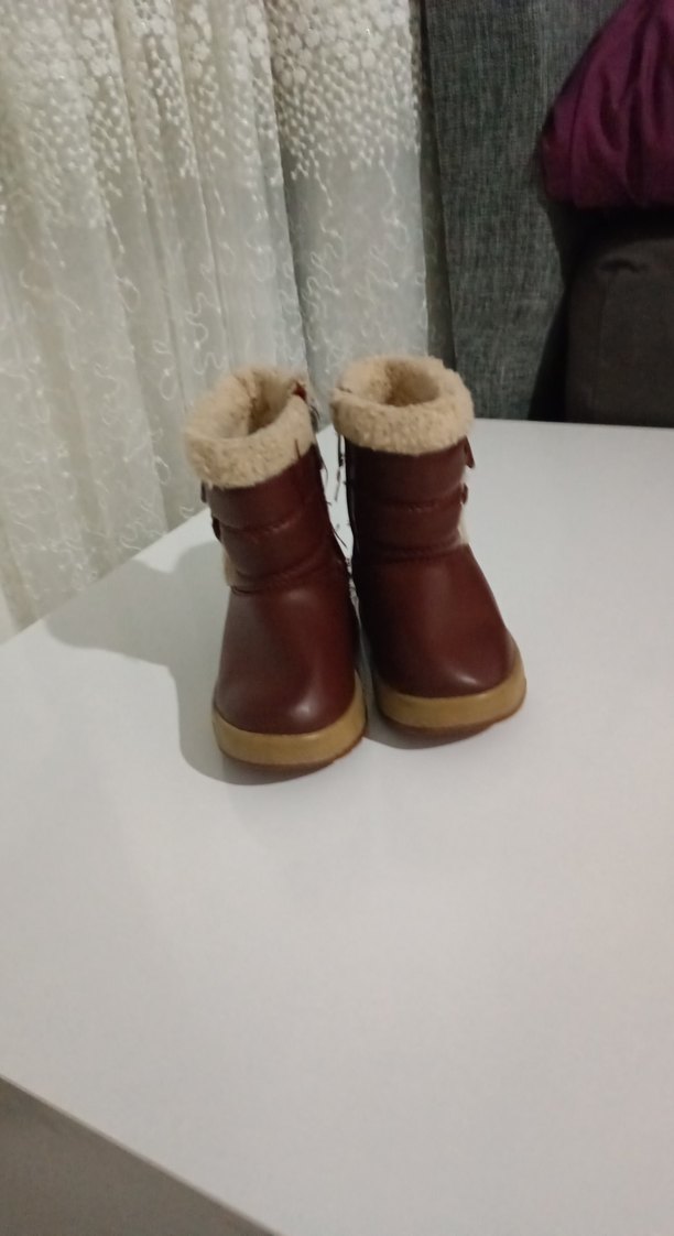 Kız Çocuk Kahverengi Kürklü Deri Bot - Görsel 4