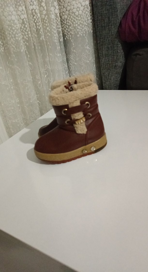 Kız Çocuk Kahverengi Kürklü Deri Bot - Görsel 2