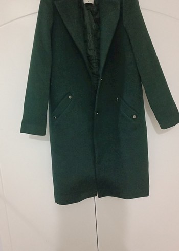 Koyu Yeşil Uzun Kaban - Görsel 2