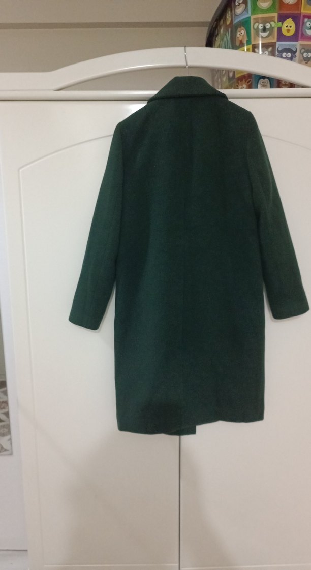 Koyu Yeşil Uzun Kaban - Görsel 3