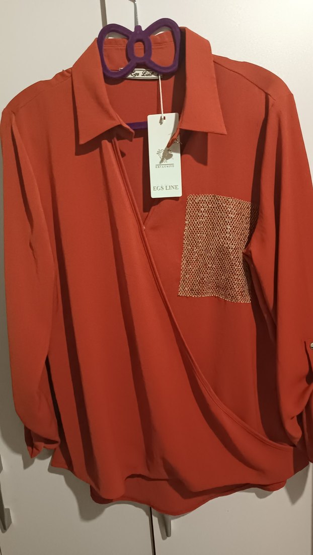 Drapeli V Yaka Uzun Kollu  Kadın Gömlek - Görsel 3