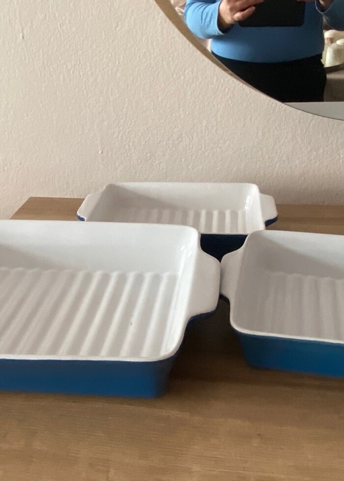 Fırın pişirme kabı seramik 3 lü set - Görsel 2