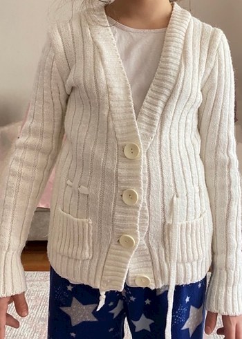 Krem rengi Örgü Kadın Hırka - Görsel 2