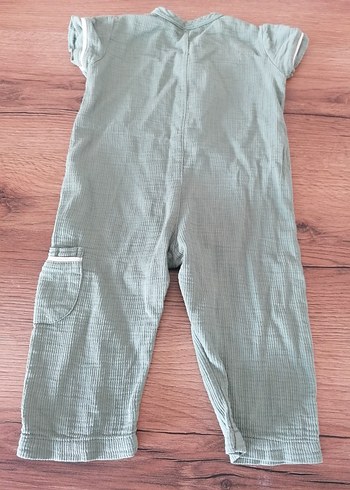 Diğer Gri Keten Kısa Kollu Bebek Tulum